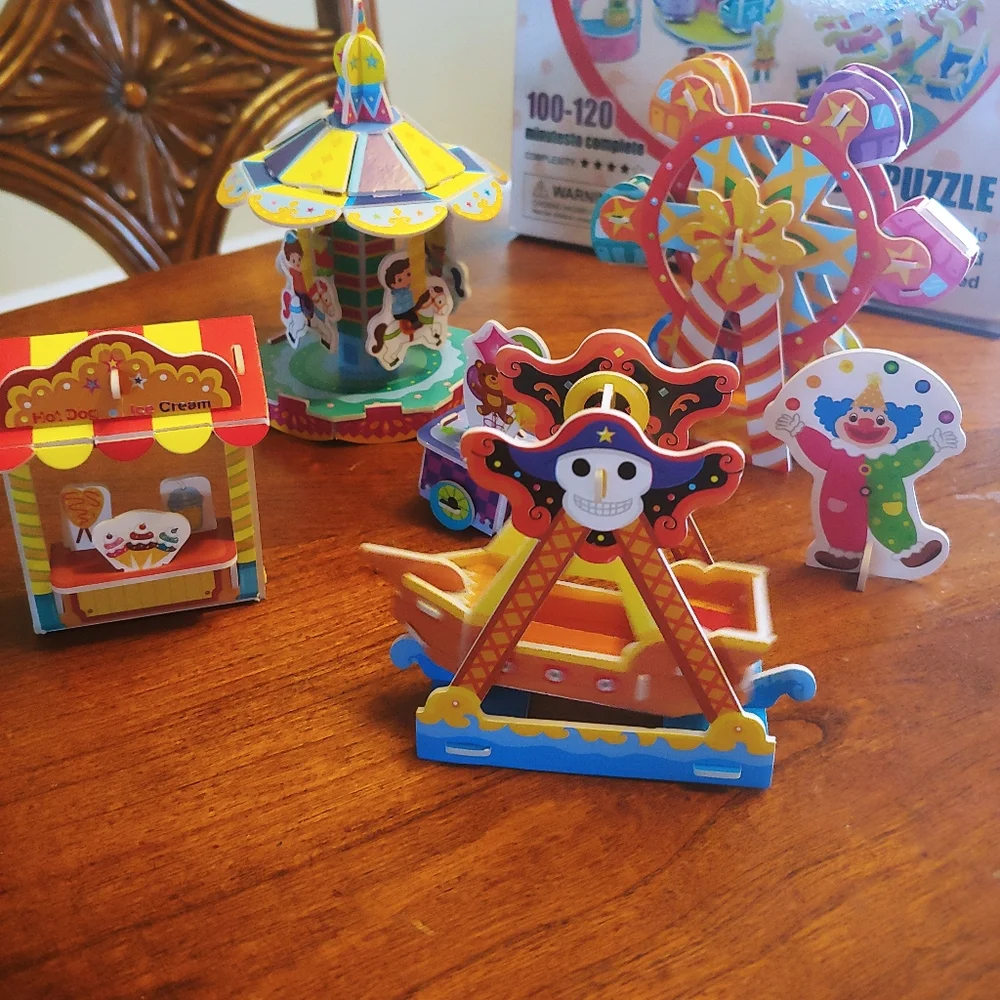 3D puzzle kids Ferris Wheel Carousel educational toy assembly craft age 5 6 7+